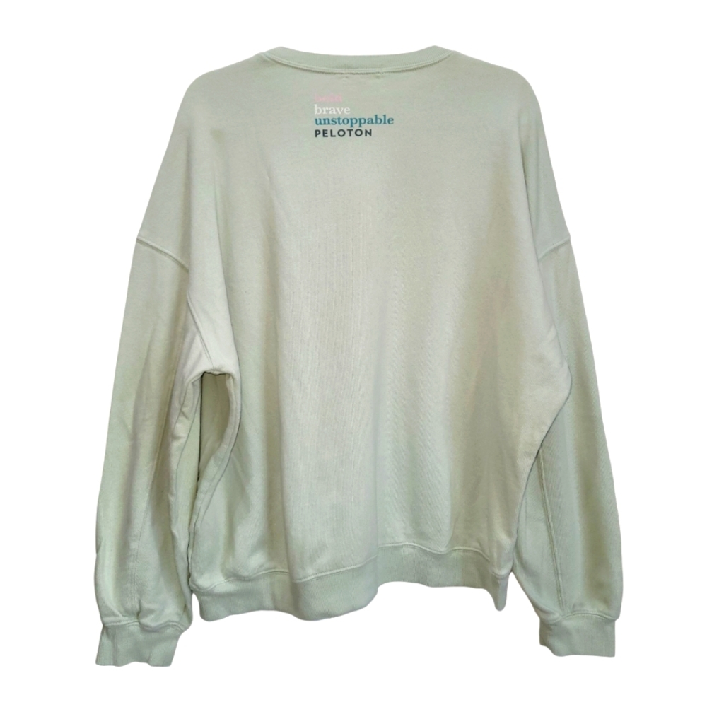 XL PELOTON 100% Cotton Crew Neck French Terry Heart Mint Green Sweatshirt - Picture 5 of 9